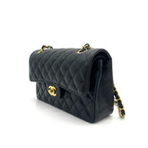 CHANEL  Caviar Quilted Medium Double Flap Black